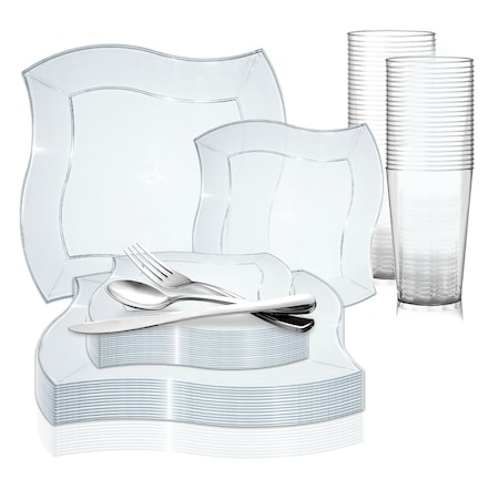 Smarty Had A Party Clear Wave Plastic Wedding Value Set, 360PK 7920VS60